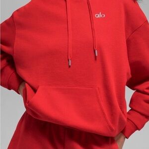 Alo Yoga Accolade Hoodie Bright Red Oversized Pullover NWT limited